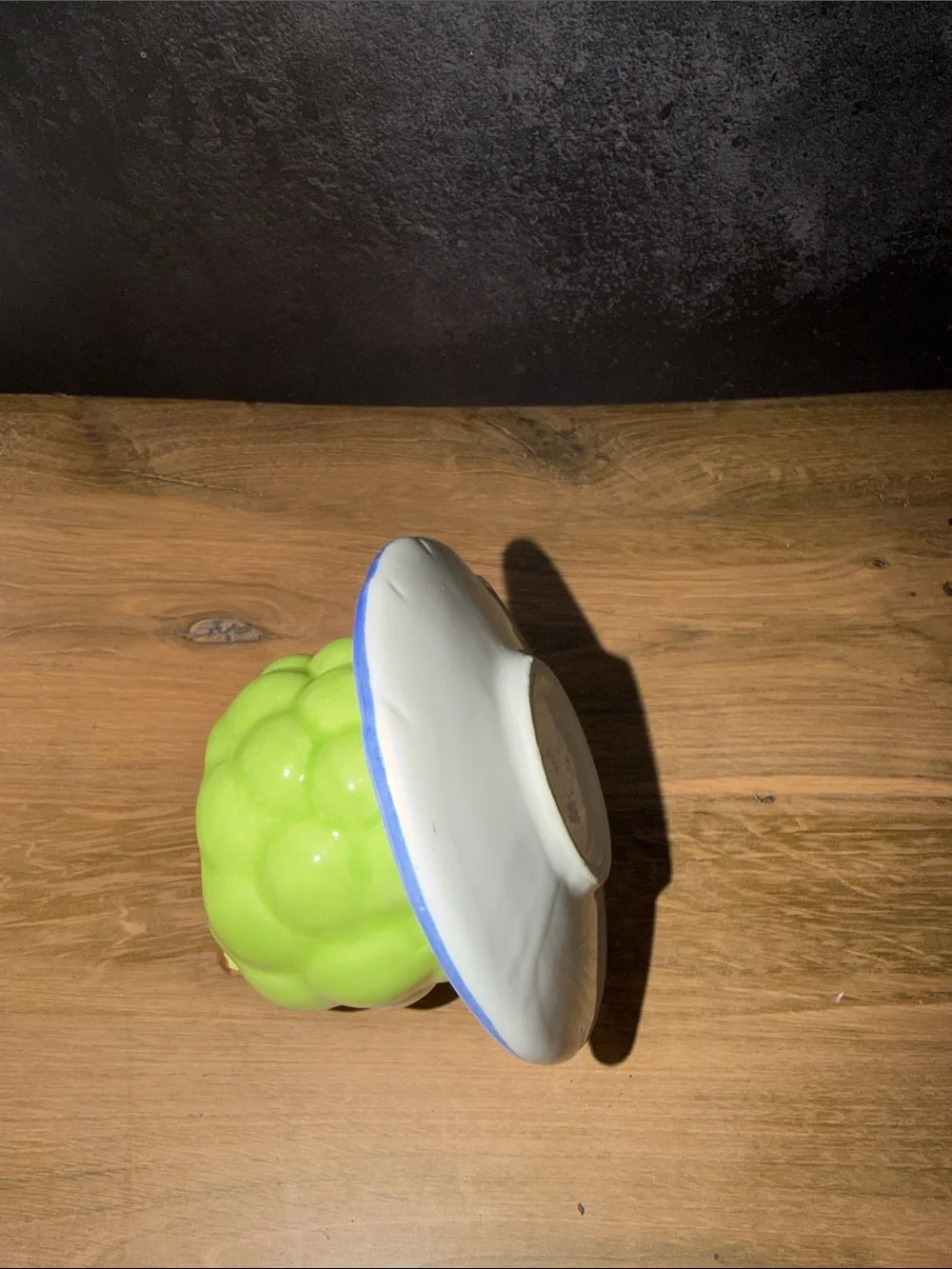 Green Apple Ceramic Sugar Bowl with Saucer